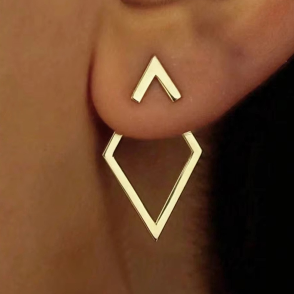 Geometric Stainless Steel Gold Tone Earrings (A26)